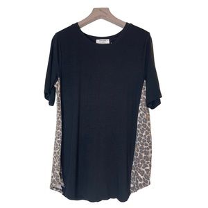 Zenana soft material black/sides cheetah print pattern